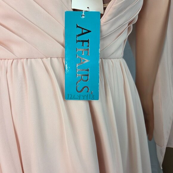 Affairs by Mori Lee Madeline Gardner Blush Pink Peach Strapless Chiffon Layered - Picture 11 of 15